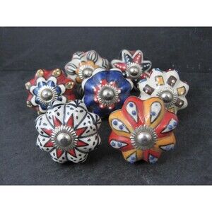 Lot of 7 Ceramic Drawer Pulls Knobs